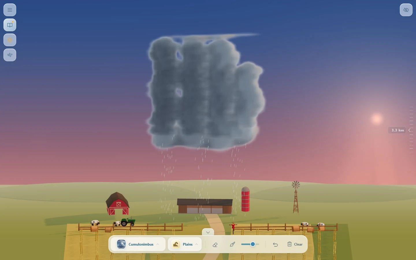 A rain cloud and a darkening sky over the Great Plains