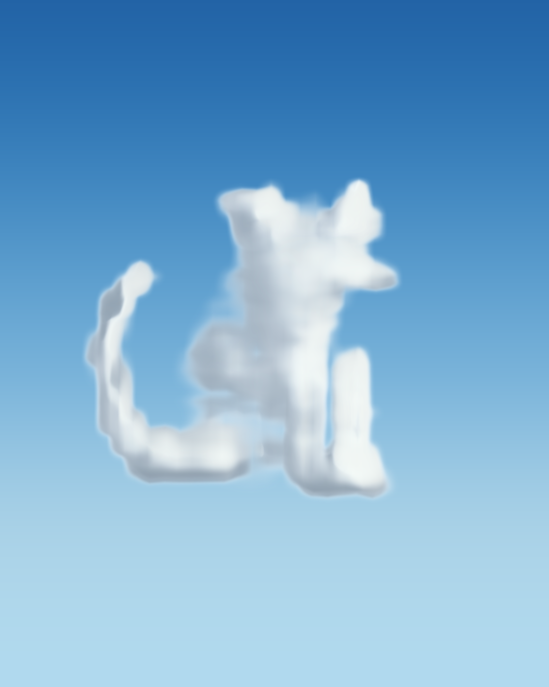 Cat painted with clouds