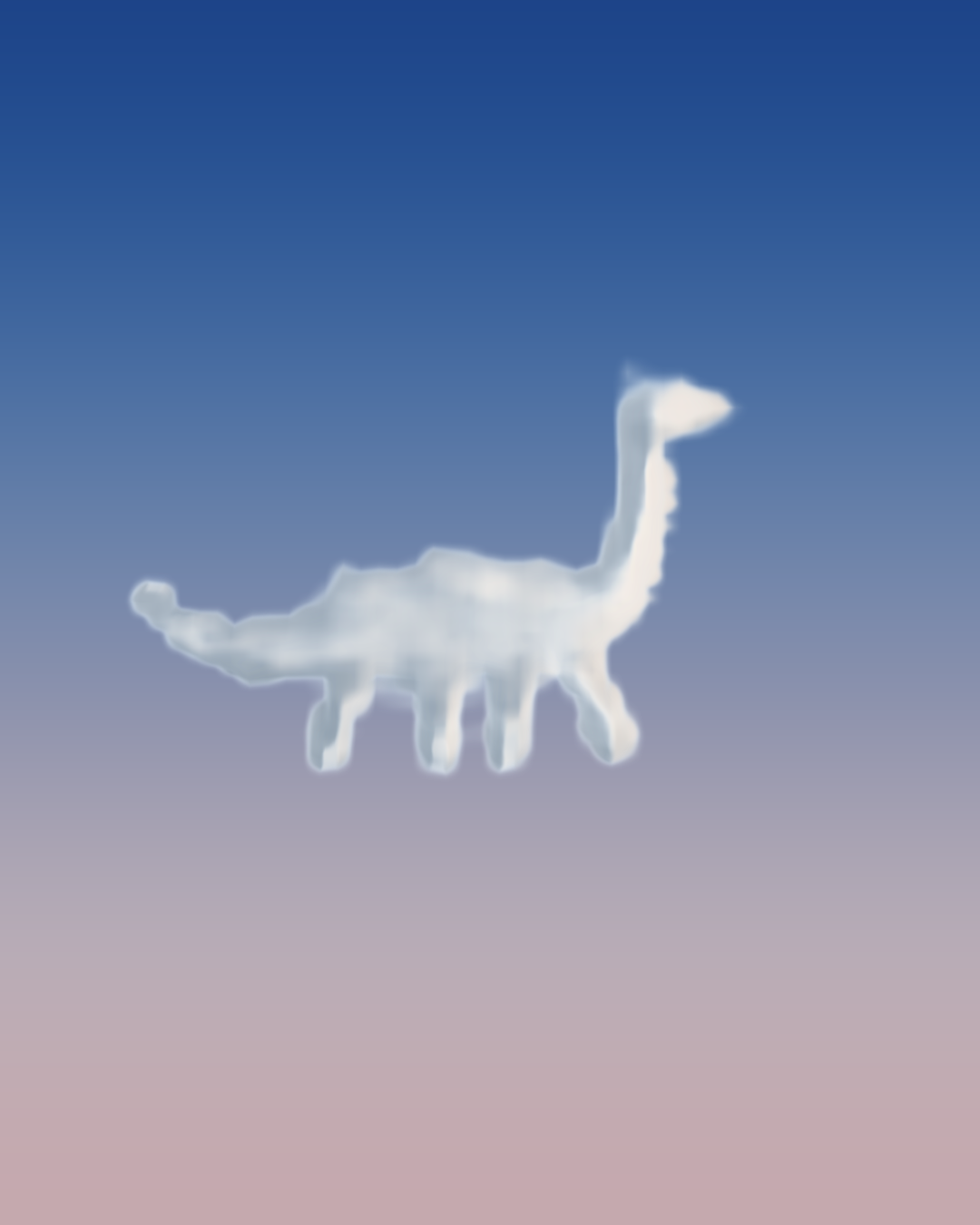 Dinosaur painted with clouds