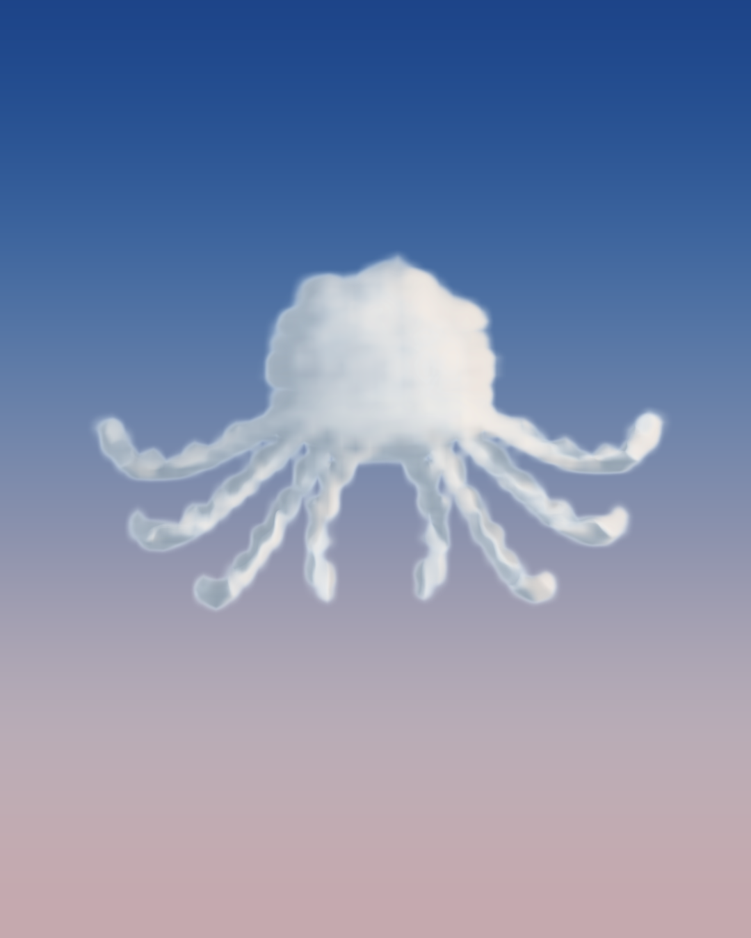 Octopus painted with clouds