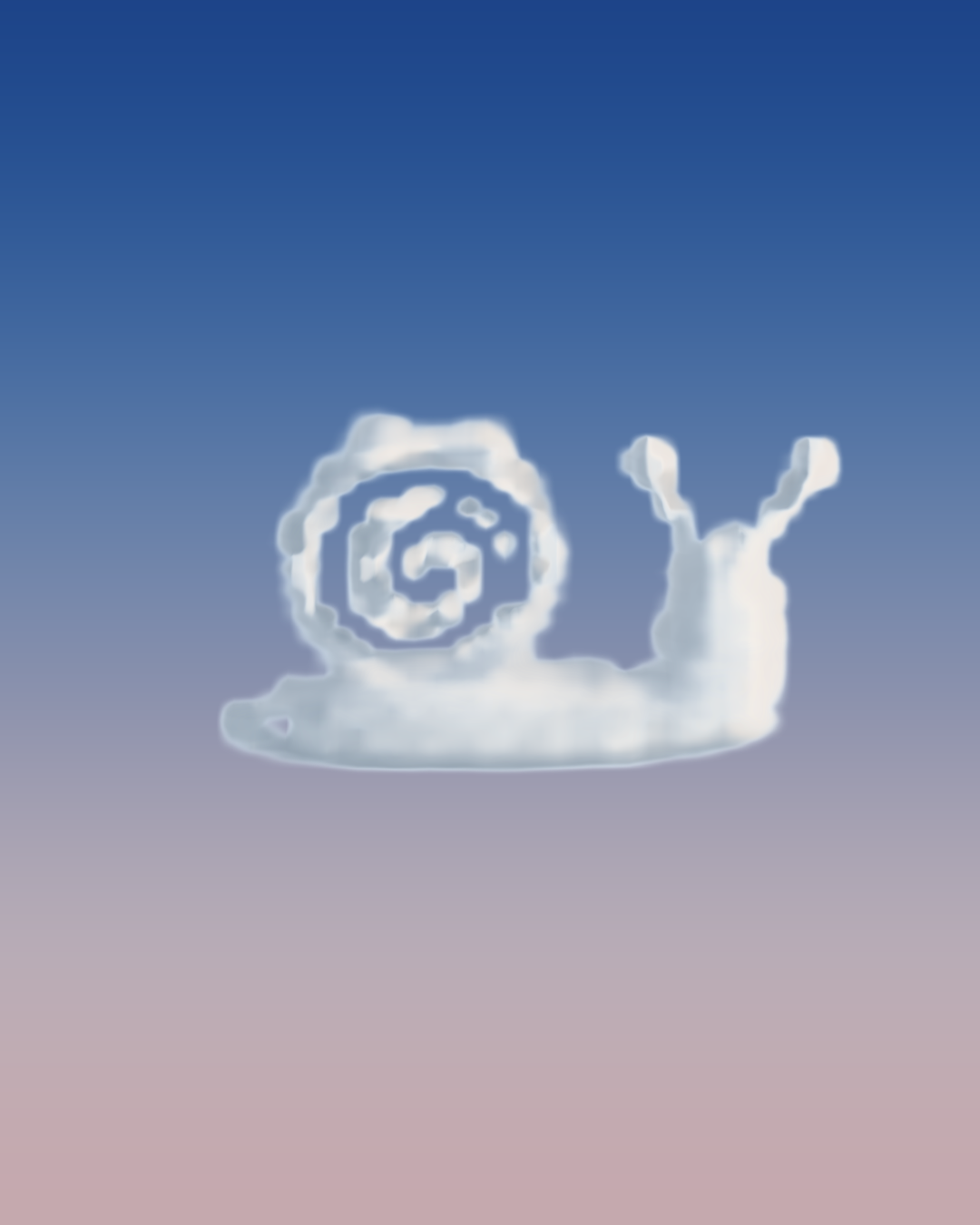 Snail painted with clouds