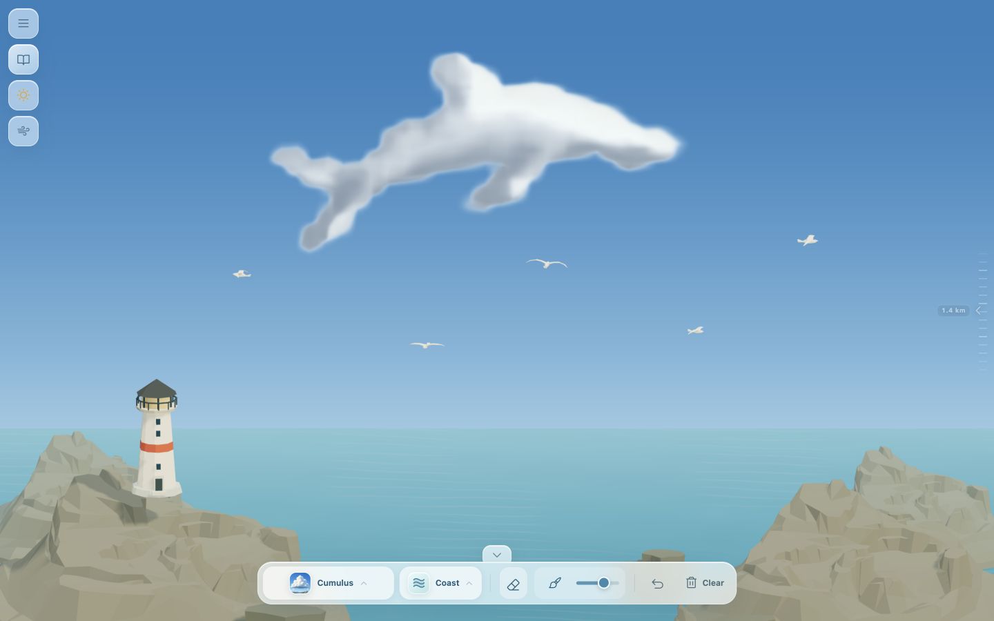 Cloud dolphin above Ocean Cliffs